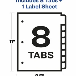 Avery Customizable Index Maker Dividers For 3 Ring Binder, Easy Print & Apply Clear Label Strip, 8 Tab, White, 1 Set