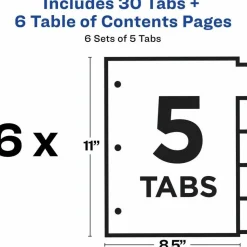 Avery Customizable Table of Contents Ready Index Black and White Dividers, 5-Tab, 1 to 5, 11 x 8.5, White, 6 Sets
