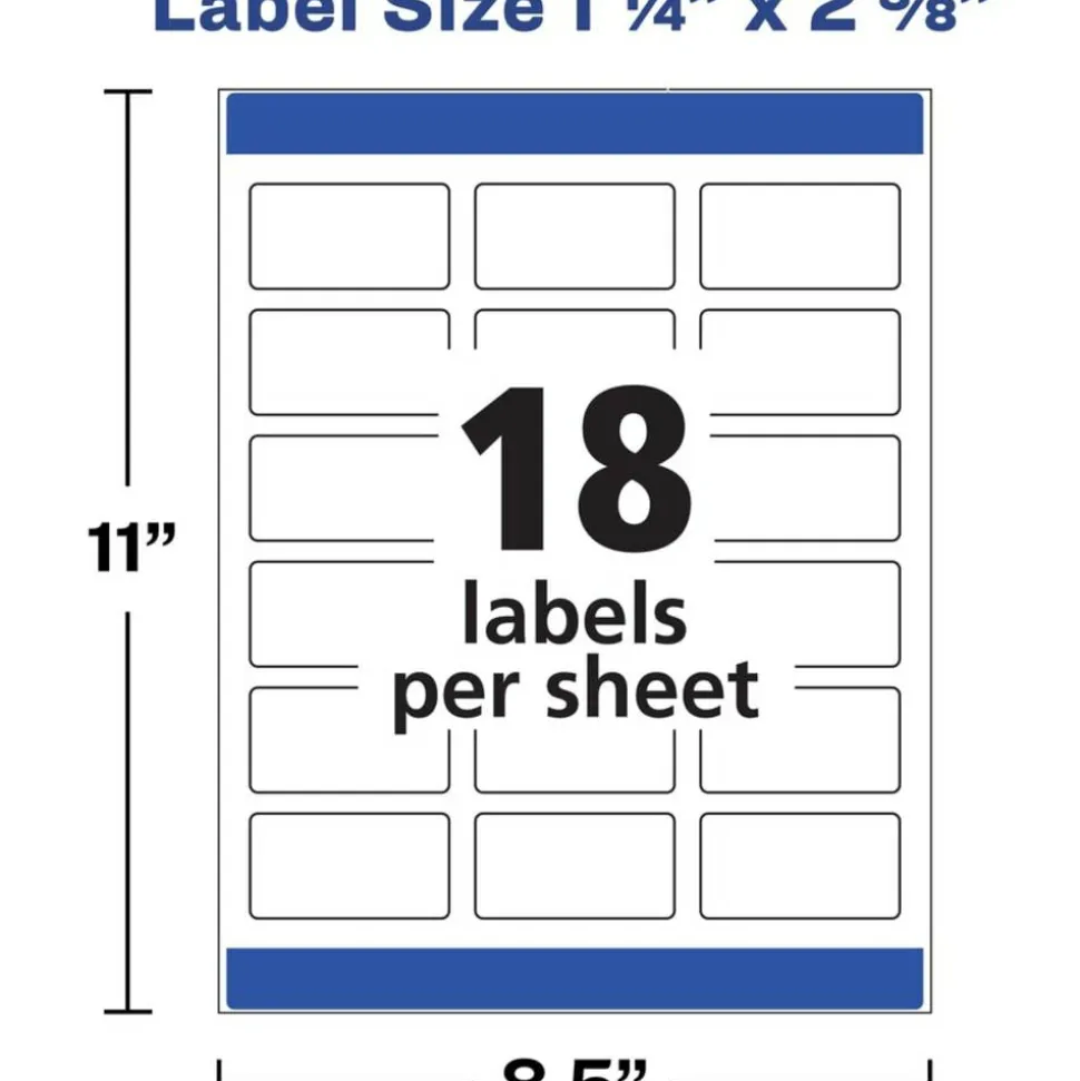 Avery Dissolvable Labels, 4224, Rectangle, 1 1/4" x 2 3/8", White, Pack Of 90