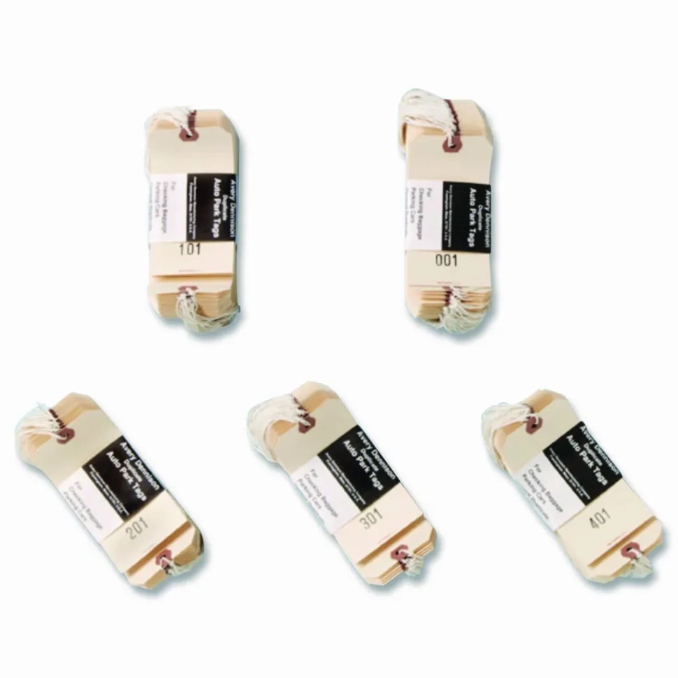 Avery Duplicate Auto Park Tags, Strung, 4 3/4" x 2 3/8", Manila, Box Of 500