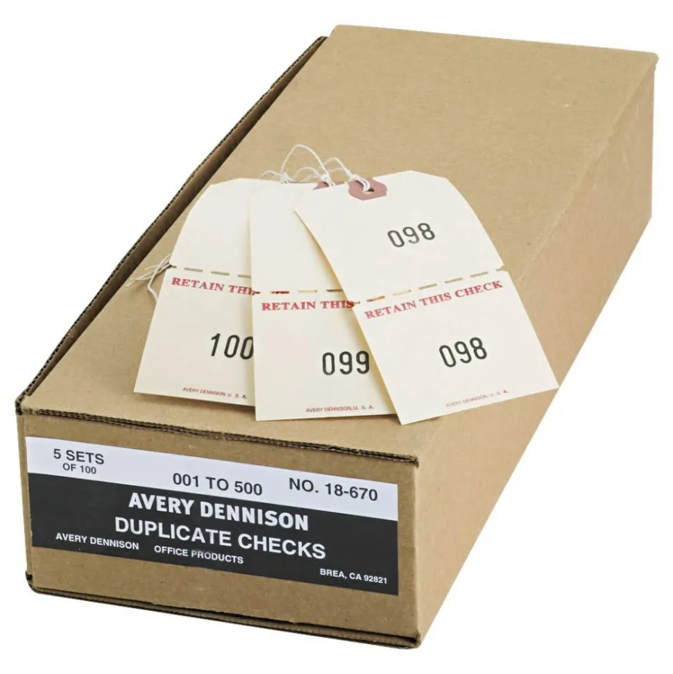 Avery Duplicate Auto Park Tags, Strung, 4 3/4" x 2 3/8", Manila, Box Of 500