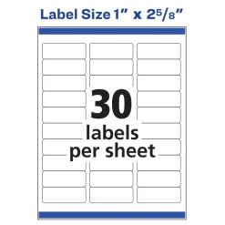 Avery Easy Peel Address Labels With Sure Feed Technology, 8160, Rectangle, 1" x 2-5/8", Matte White, Pack Of 750