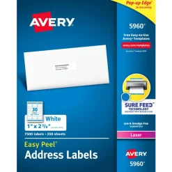 Avery Easy Peel Address Labels With Sure Feed Technology, 5960, Rectangle, 1