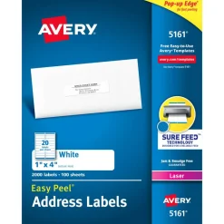 Avery Easy Peel Address Labels With Sure Feed Technology, 5161, Rectangle, 1