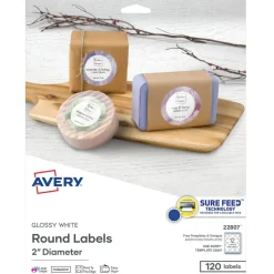 Avery Easy Peel TrueBlock Print-To-The-Edge Inkjet/Laser Labels, Round, 22807, 2