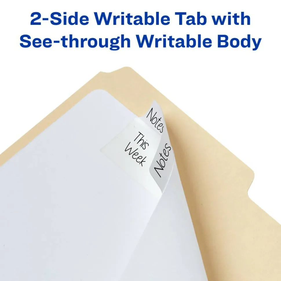 Avery Filing Ultra Tabs, 3" x 1.5", 24 Repositionable File Tabs, 2-Side Writable, White