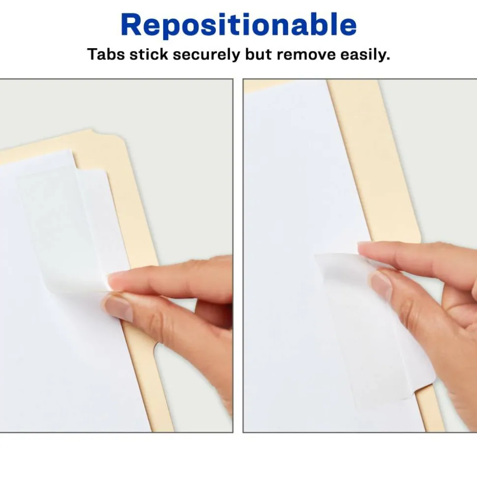Avery Filing Ultra Tabs, 3" x 1.5", 24 Repositionable File Tabs, 2-Side Writable, White