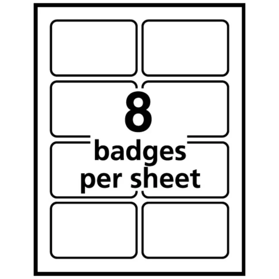 Avery Flexible Name Badge Labels, 5895, 2 1/3" x 3 3/8", White With Blue Border, Box Of 400