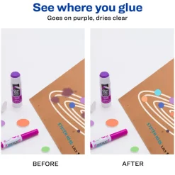 Avery Glue Stic Disappearing Purple Glue Sticks, 1.27 Oz., Pack Of 6