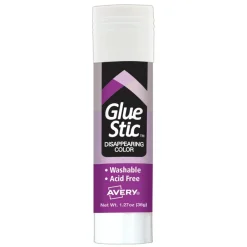 Avery Glue Stic Disappearing Purple Glue Sticks, 1.27 Oz., Pack Of 6
