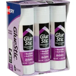 Avery Glue Stic Disappearing Purple Glue Sticks, 1.27 Oz., Pack Of 6