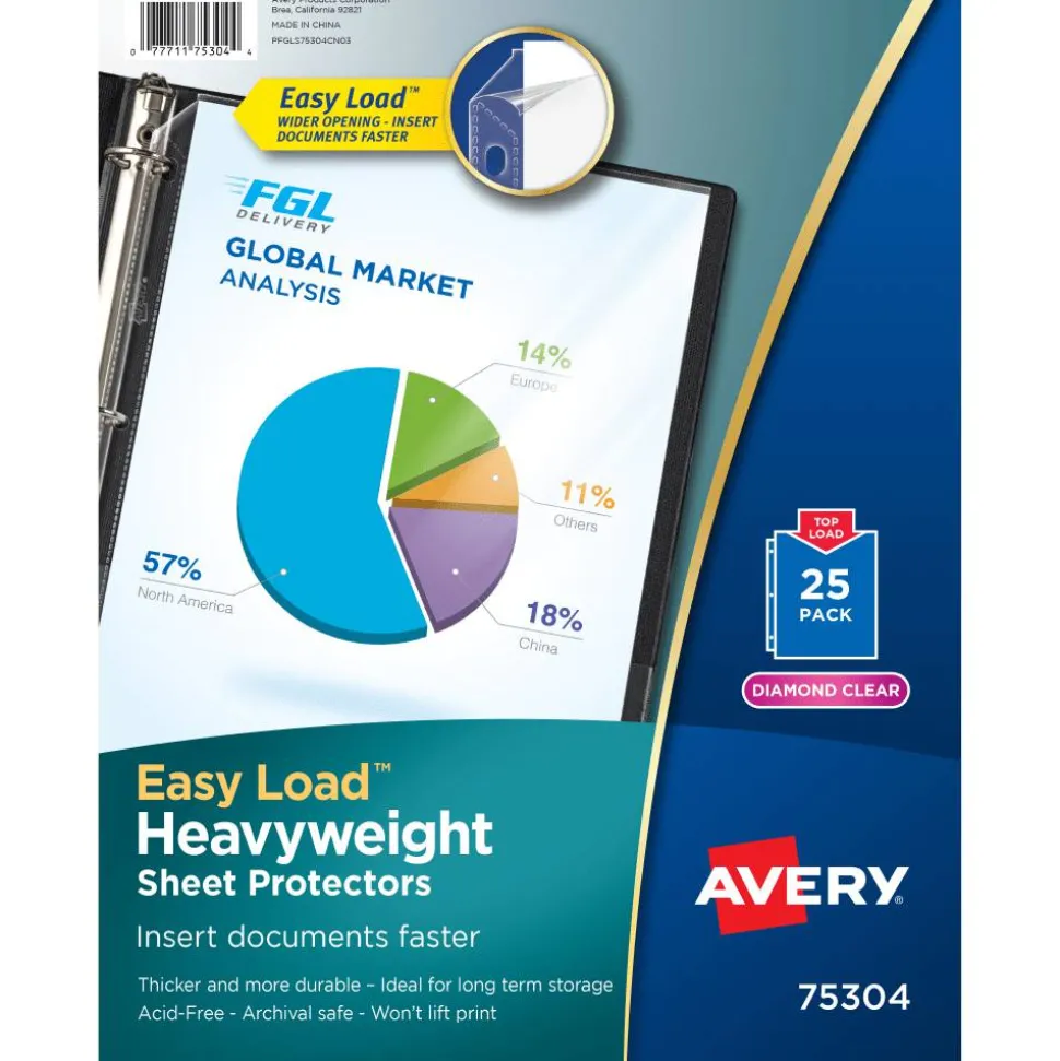 Avery Heavyweight Easy Load Sheet Protectors, 8-1/2" x 11", Diamond Clear, 25 Document Protectors
