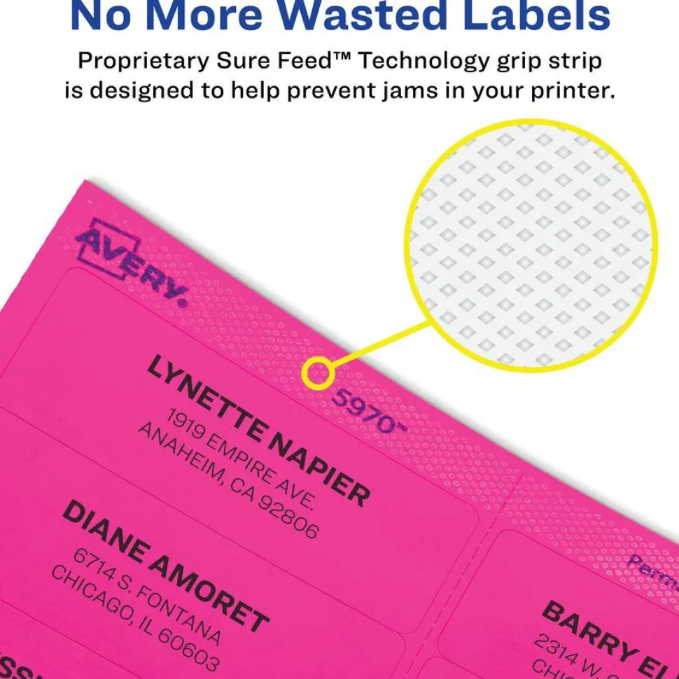 Avery High-Visibility Permanent Laser ID Labels, 5971, 1" x 2 5/8", Neon Green, Pack Of 750