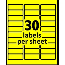 Avery High-Visibility Permanent Laser ID Labels, 5972, 1" x 2 5/8", Yellow, Pack Of 750