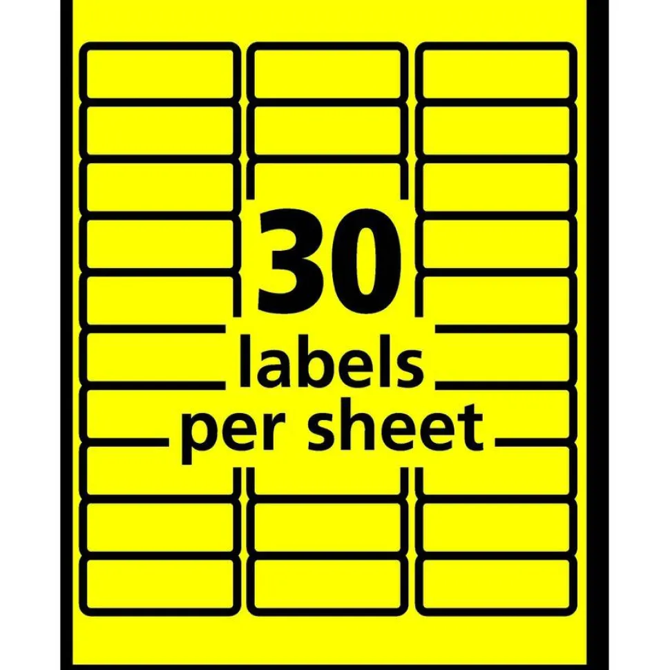 Avery High-Visibility Permanent Laser ID Labels, 5972, 1" x 2 5/8", Yellow, Pack Of 750