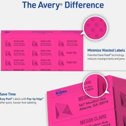 Avery High-Visibility Permanent Laser ID Labels, 5979, 1" x 2 5/8", Assorted Colors, Pack Of 450