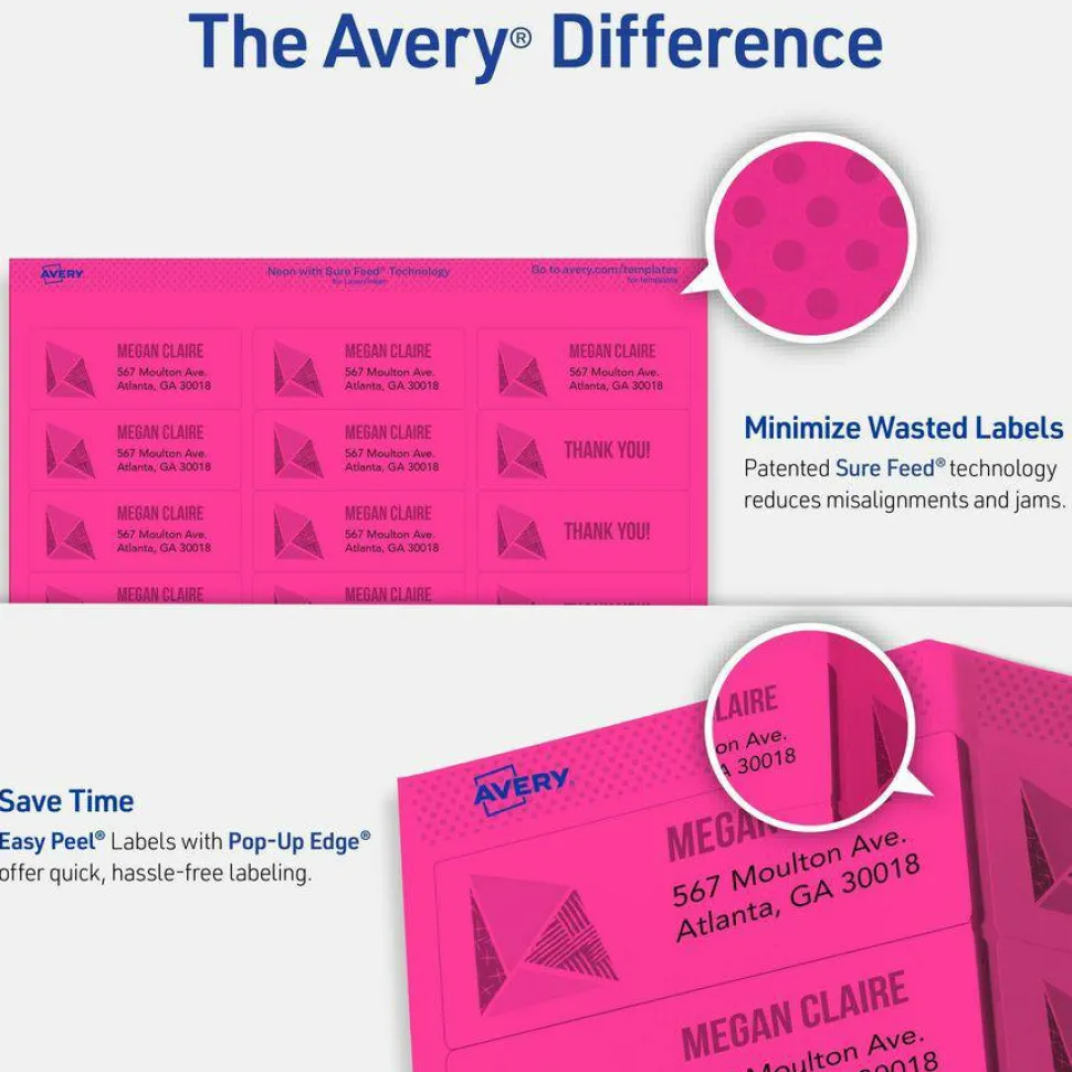 Avery High-Visibility Permanent Laser ID Labels, 5979, 1" x 2 5/8", Assorted Colors, Pack Of 450