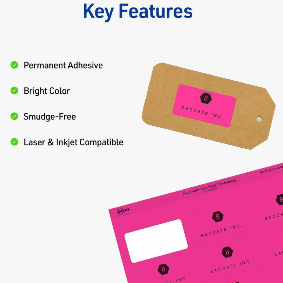 Avery High-Visibility Permanent Laser ID Labels, 5979, 1" x 2 5/8", Assorted Colors, Pack Of 450
