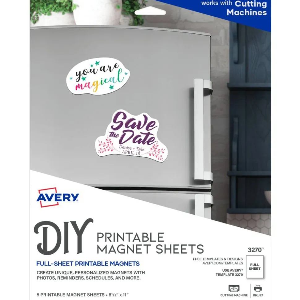 Avery Inkjet Magnet Sheets, 8 1/2" x 11", Pack Of 5 Sheets