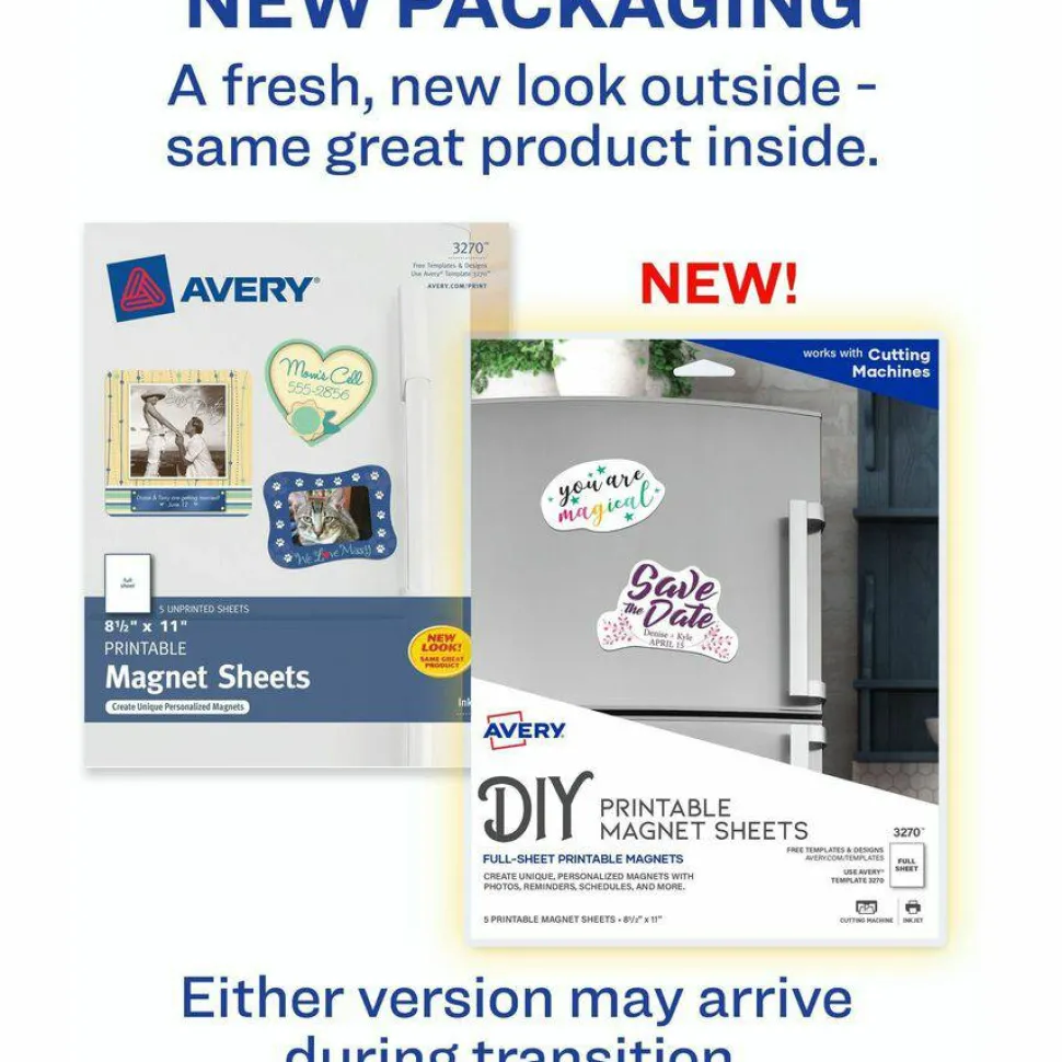 Avery Inkjet Magnet Sheets, 8 1/2" x 11", Pack Of 5 Sheets