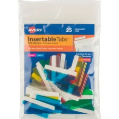 Avery Insertable Self-Adhesive Index Tabs With Printable Inserts, 1-1/2