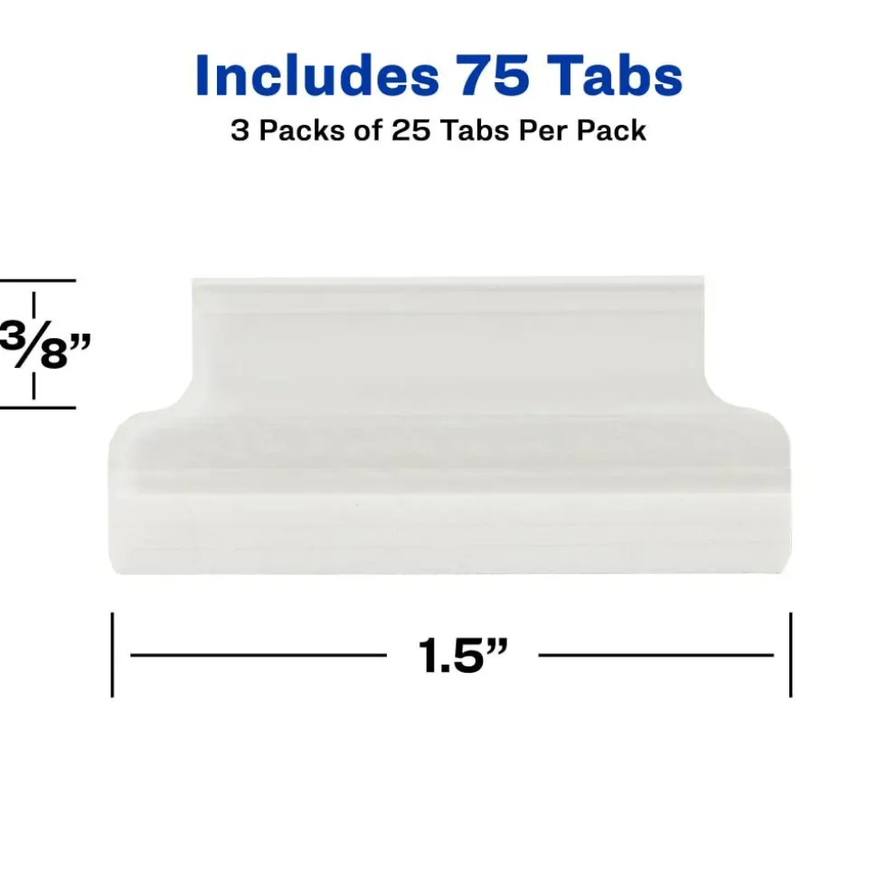 Avery Insertable Self-Adhesive Index Tabs With Printable Inserts, 1.5", Clear, Pack Of 25