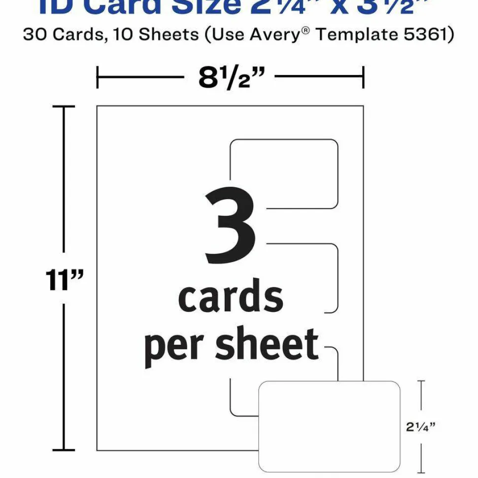 Avery Laminated I.D. Cards, Box Of 30