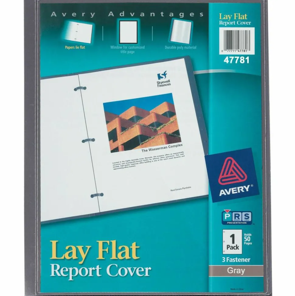 Avery Lay Flat Report Cover, Gray