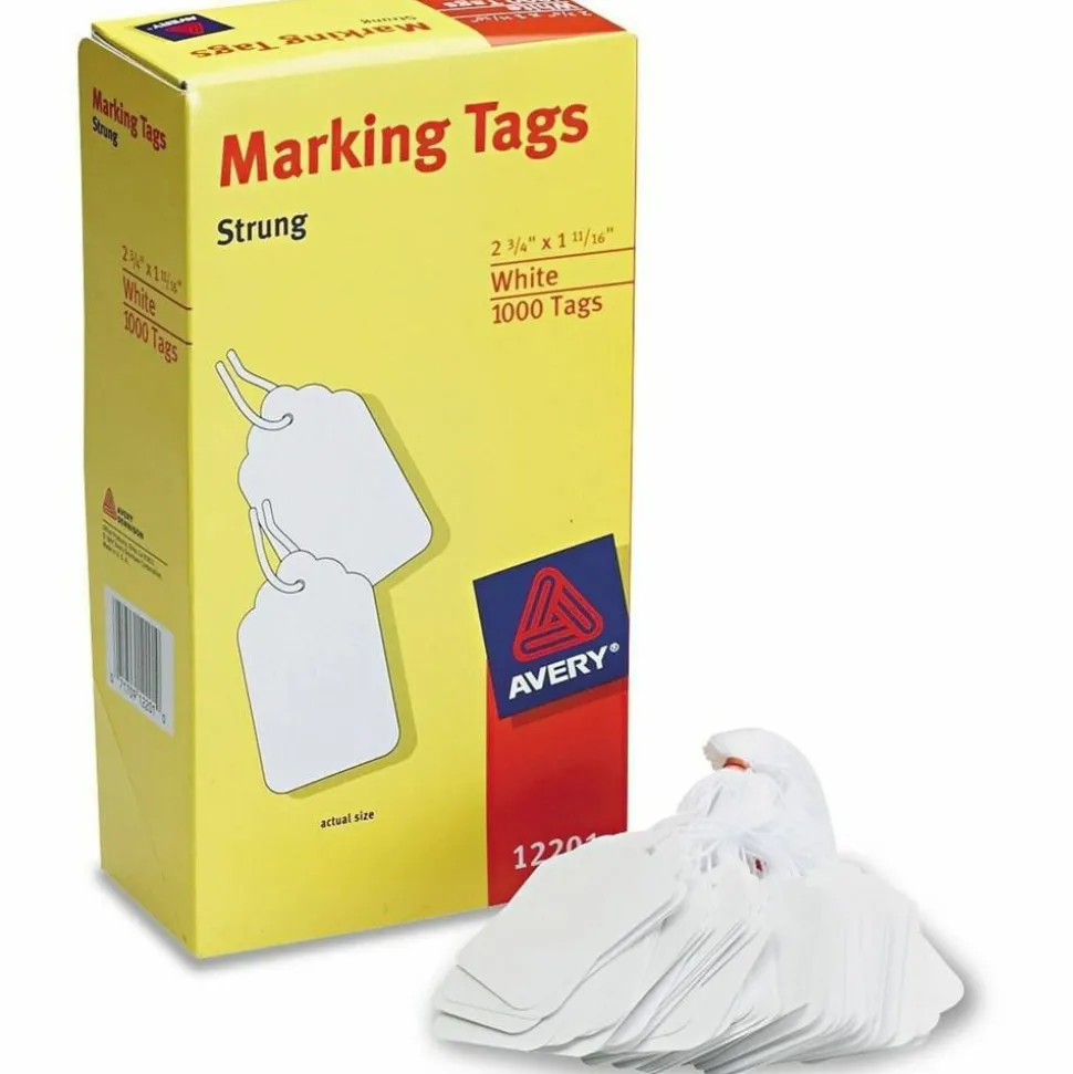 Avery Marking Tags, Strung, 2-3/4" x 1-11/16" , 1,000 Tags (12201)