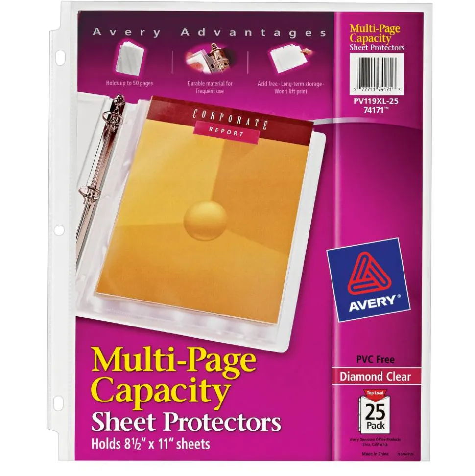 Avery Multi-Page Capacity Sheet Protectors, 8 1/2" x 11", Top Loading, Pack Of 25
