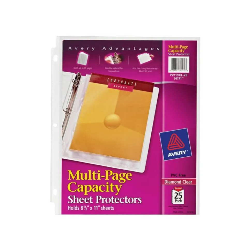 Avery Multi-Page Capacity Sheet Protectors, 8 1/2" x 11", Top Loading, Pack Of 25