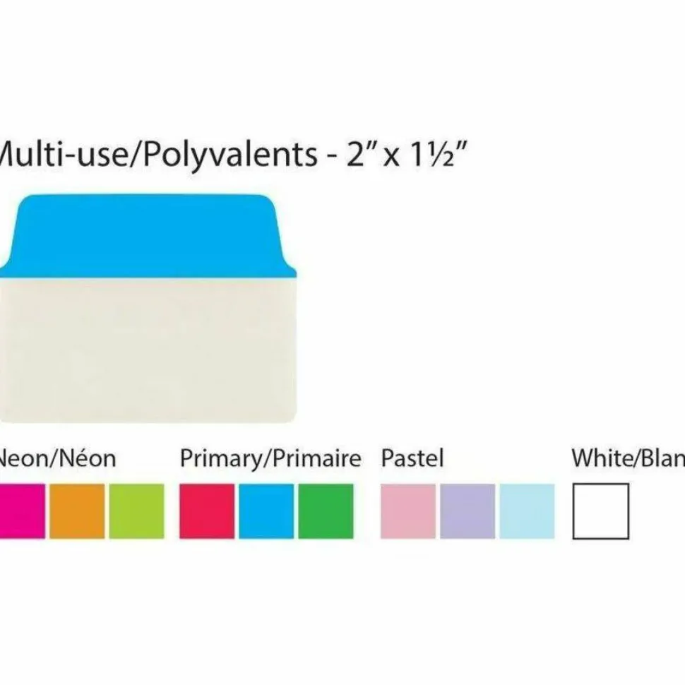 Avery Multiuse Ultra Tabs, 2-Side Writable, 2" x 1.5", Red/Blue/Green, Pack Of 48 Repositionable Tabs