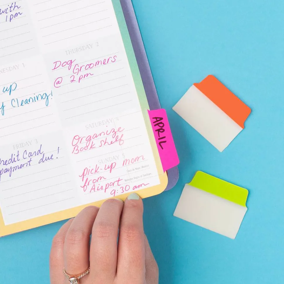 Avery Multiuse Ultra Tabs, 2-Side Writable, 2" x 1.5", Neon Pink/Green/Orange, Pack Of 48 Repositionable Tabs