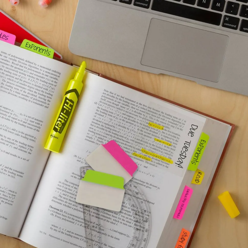 Avery Multiuse Ultra Tabs, 2-Side Writable, 2" x 1.5", Neon Pink/Green/Orange, Pack Of 48 Repositionable Tabs