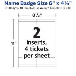 Avery Name Badges with Lanyards, 6" x 4.25" , 25 Total (8520)