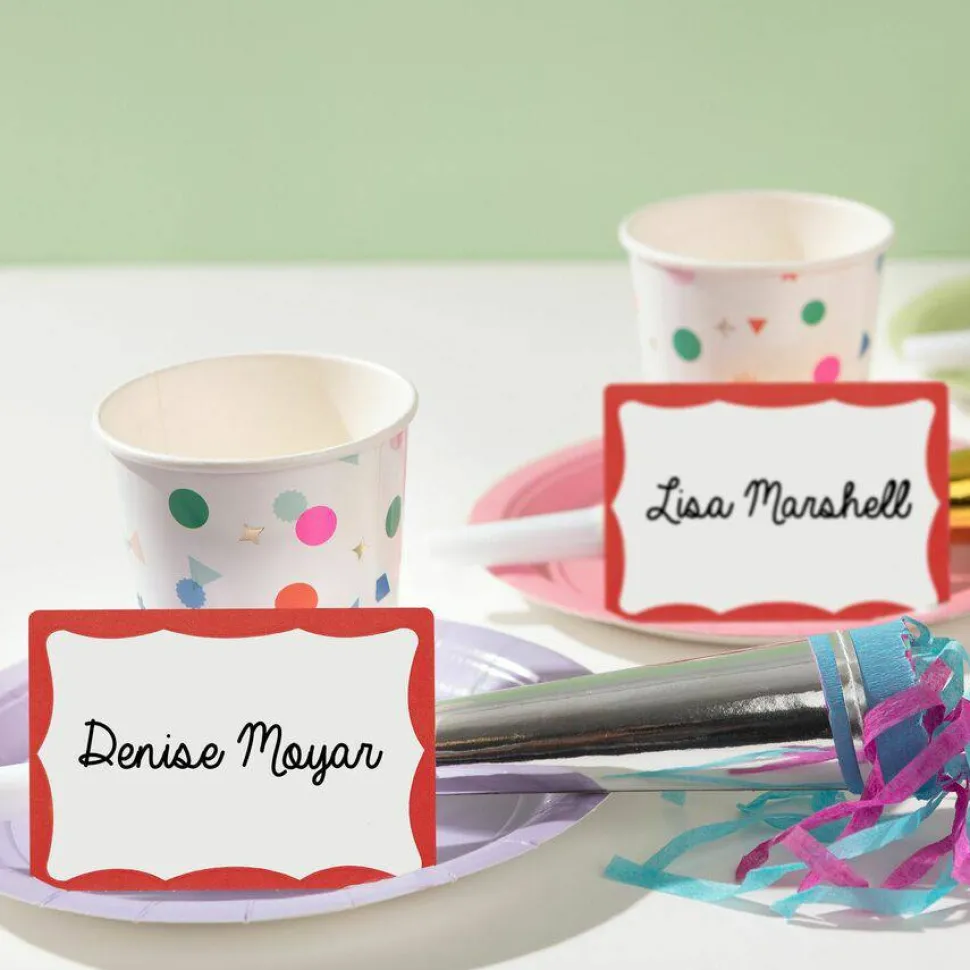 Avery Name Tags, 05143, 2-1/3" x 3-3/8", White With Red Border, 100 Removable Name Badges