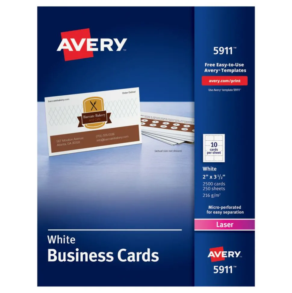 Avery Perforated Business Cards for Laser Printers, 2" x 3½"