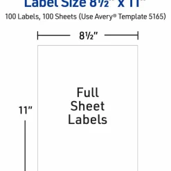 Avery Permanent Full-Sheet Labels, 5165, Laser, 8 1/2