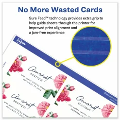 Avery Printable Business Cards With Sure Feed Technology For Inkjet Printers, 2" x 3.5", White, 250 Blank Cards