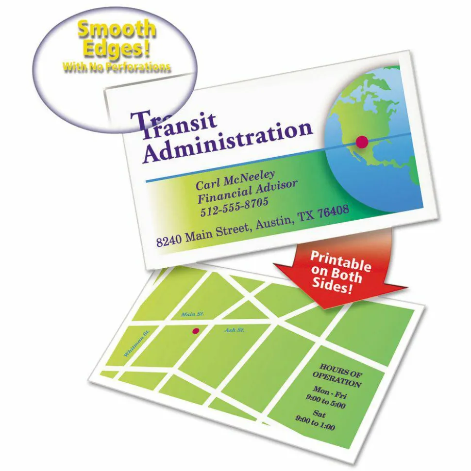 Avery Printable Clean Edge Business Cards With Sure Feed Technology For Inkjet Printers, 2" x 3-1/2", White, Pack Of 1,000 Blank Cards