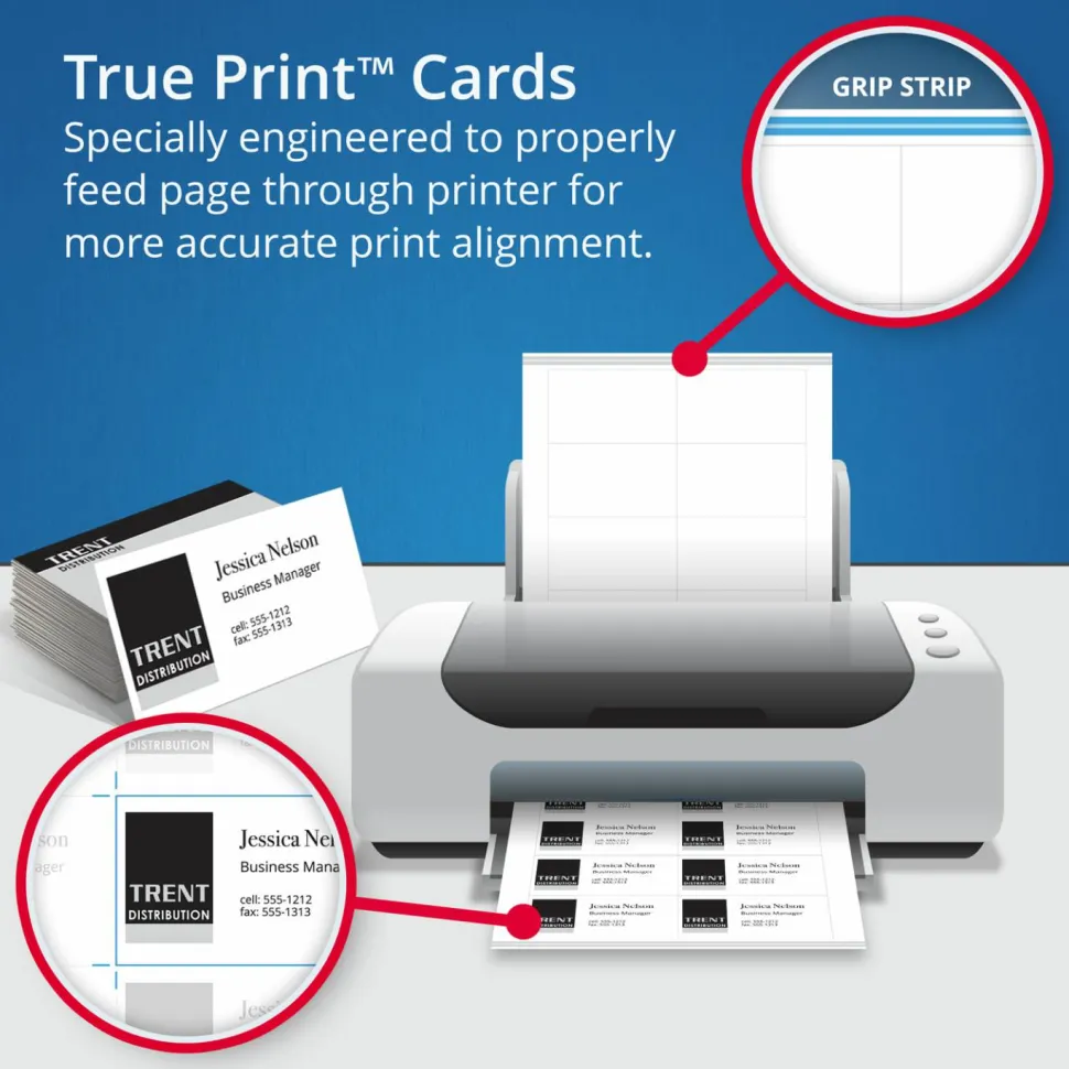 Avery Printable Clean Edge Business Cards With Sure Feed Technology For Inkjet Printers, 2" x 3-1/2", White, Pack Of 1,000 Blank Cards