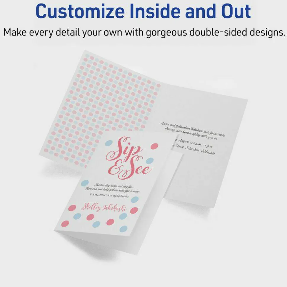 Avery Printable Greeting Cards, Half-Fold, 5.5" x 8.5", Matte White, 20 Blank Cards With Envelopes