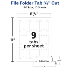 Avery Printable Hanging File Folder Tabs, 1/5 Cut, White, Pack of 90 (5567)