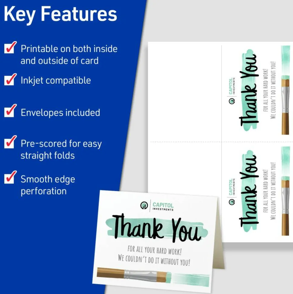 Avery Printable Note Cards With Envelopes, 4.25" x 5.5", Matte White, 60 Blank Note Cards For Inkjet Printers