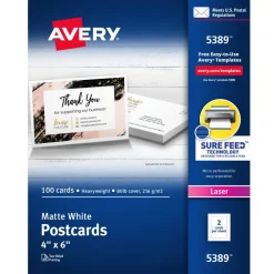 Avery Printable Postcards With Sure Feed Technology, 4