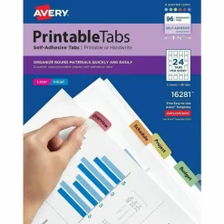 Avery Printable Self-Adhesive Tabs 16281, 1-1/4" x 1", 96 Tabs