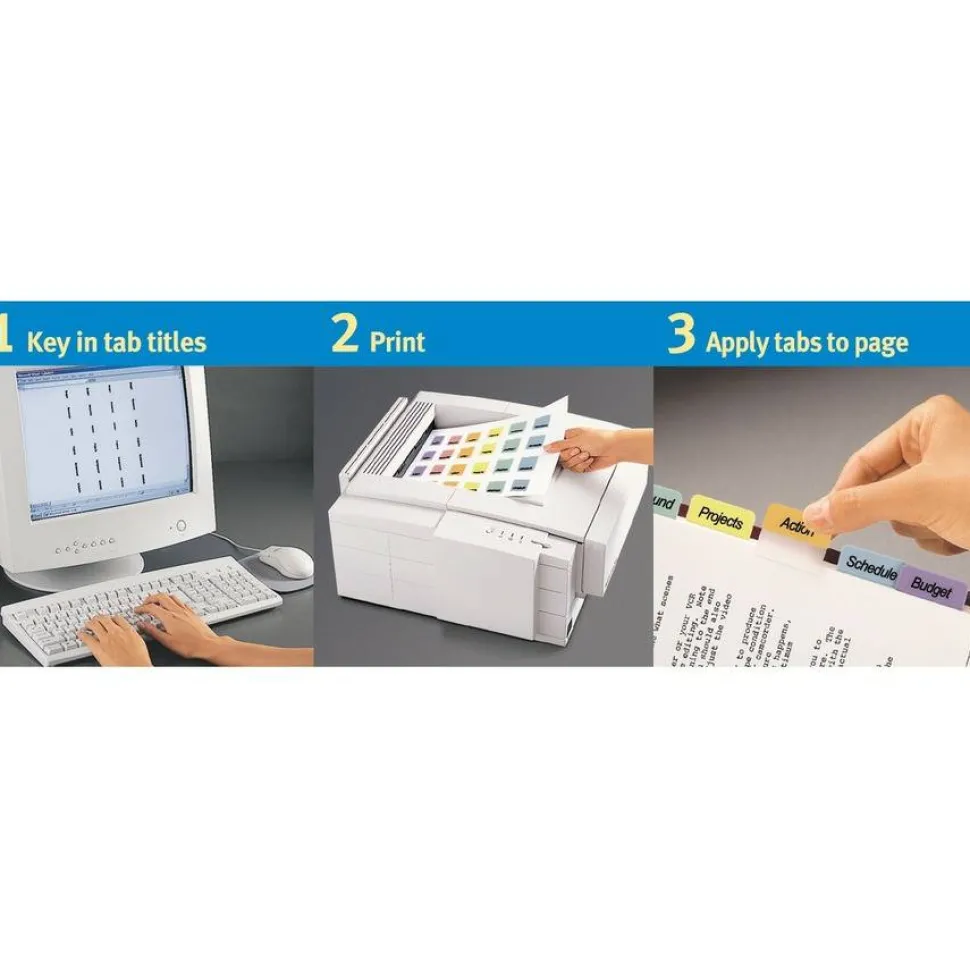 Avery Printable Self-Adhesive Tabs, Multicolor, Pack Of 80