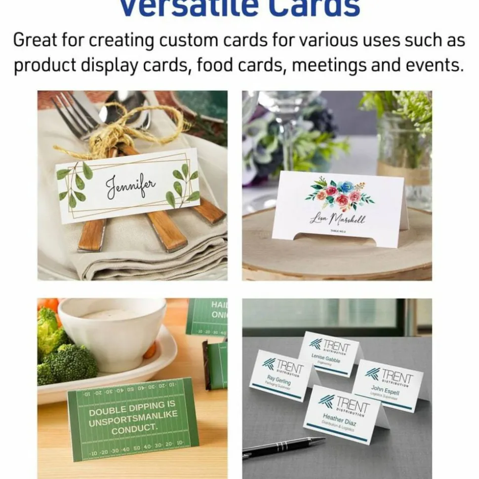 Avery Printable Small Tent Cards With Sure Feed Technology, For Laser Or Inkjet Printers, 2" x 3.5", Ivory, 160 Blank Place Cards