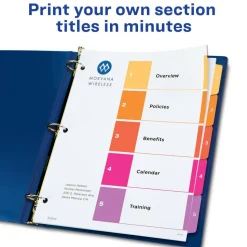 Avery Ready Index 1-5 Tab Binder Dividers With Customizable Table Of Contents, 8-1/2