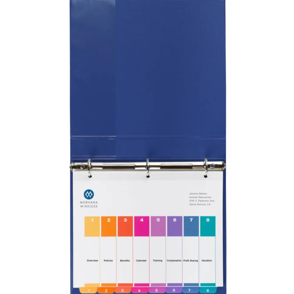 Avery Ready Index 1-8 Tab Binder Dividers With Customizable Table Of Contents, 8-1/2" x 11", 8 Tab, White/Multicolor, Box Of 24 Sets